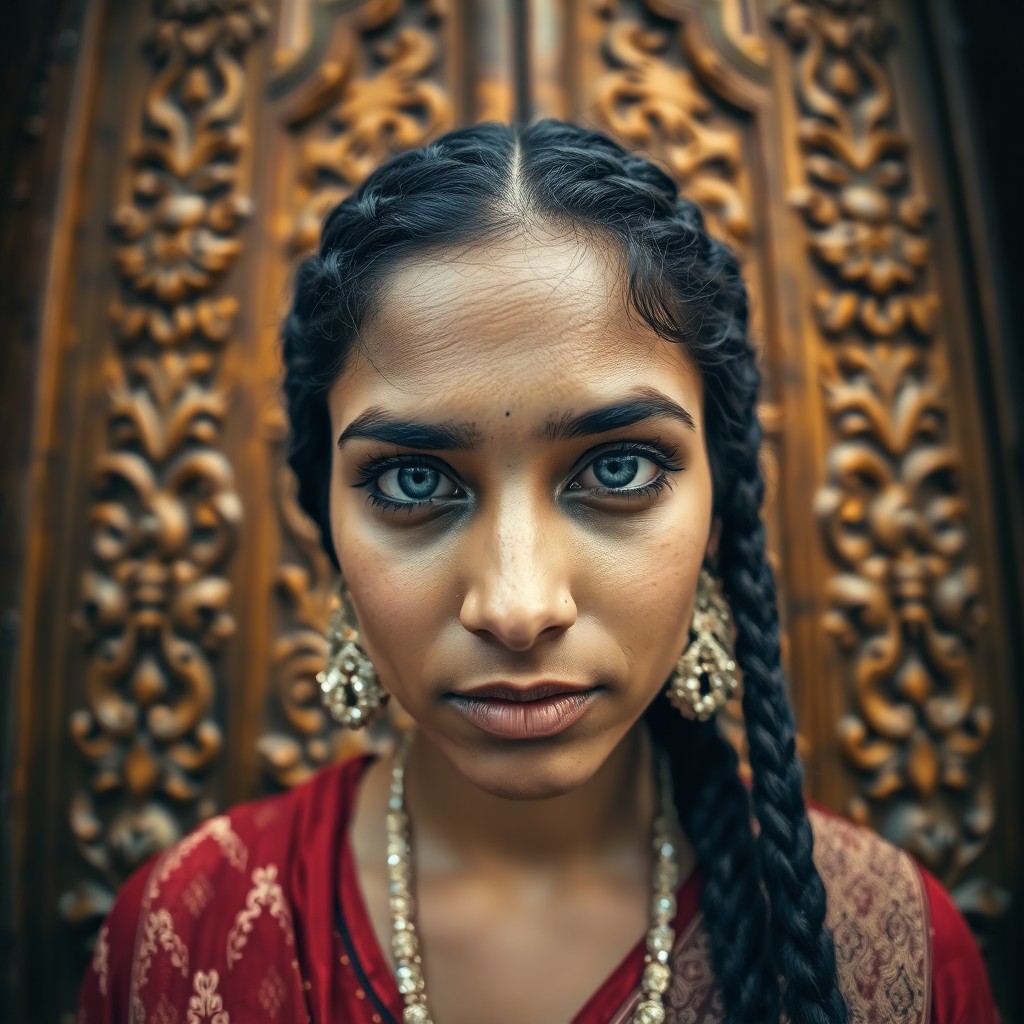 AI generated art for prompt: Envision a photorealistic iPhone portrait capturing the enigmatic allure of a South Asian woman. Her