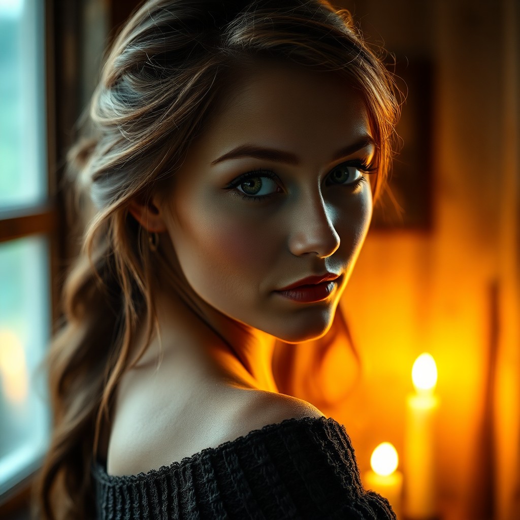 AI generated art for prompt: Envision a captivating portrait photograph of an Eastern European woman with mesmerizing green eyes 