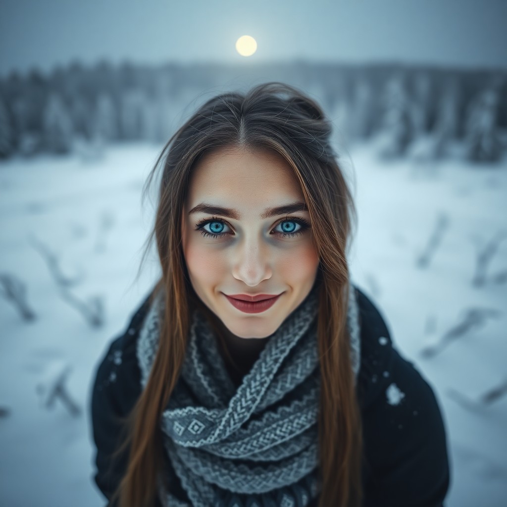 AI generated art for prompt: Envision a captivating portrait photograph of a Slavic woman with striking azure eyes and delicate f