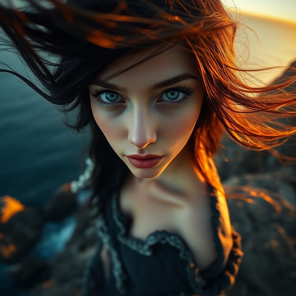 AI generated art for prompt: Envision a photorealistic portrait of an enigmatic Eastern European woman with captivating emerald e