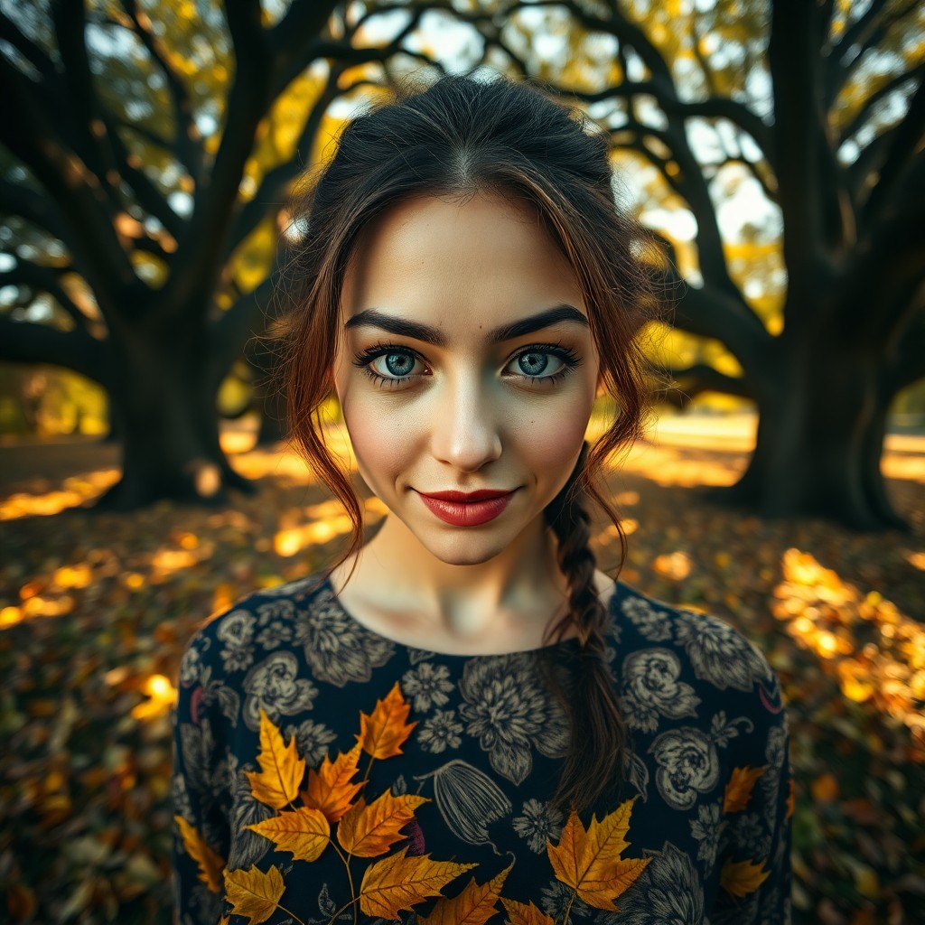 AI generated art for prompt: A portrait photograph reveals an enigmatic Pacific Islander woman with striking blue eyes and a subt