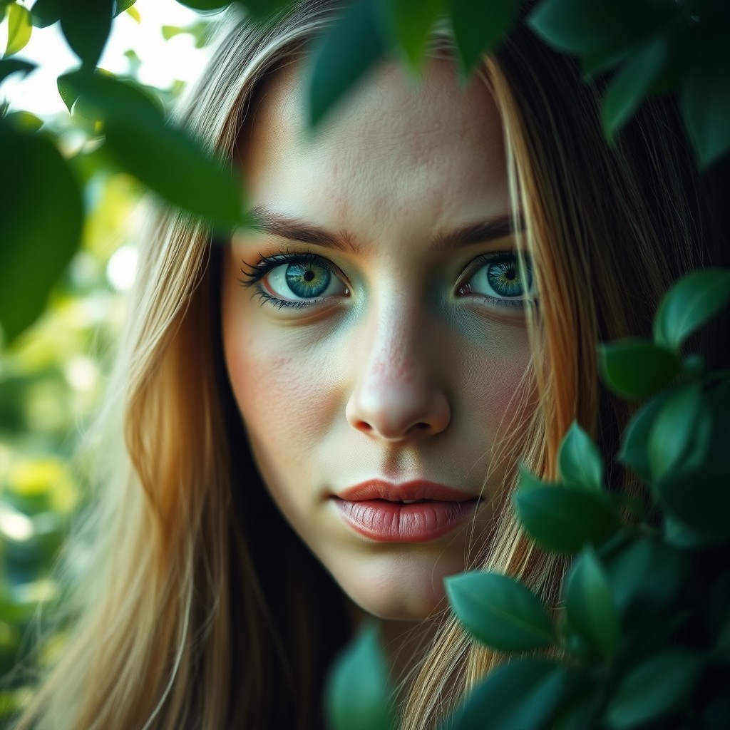 AI generated art for prompt: Envision a captivating portrait of a Nordic woman with piercing green eyes, her expression conveying