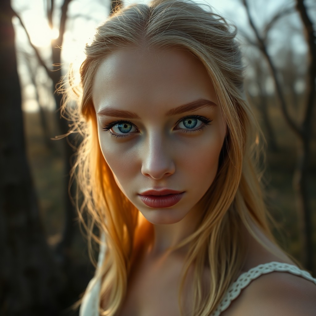 AI generated art for prompt: A captivating ultrarealistic portrait of a European woman with emerald eyes and golden hair cascadin