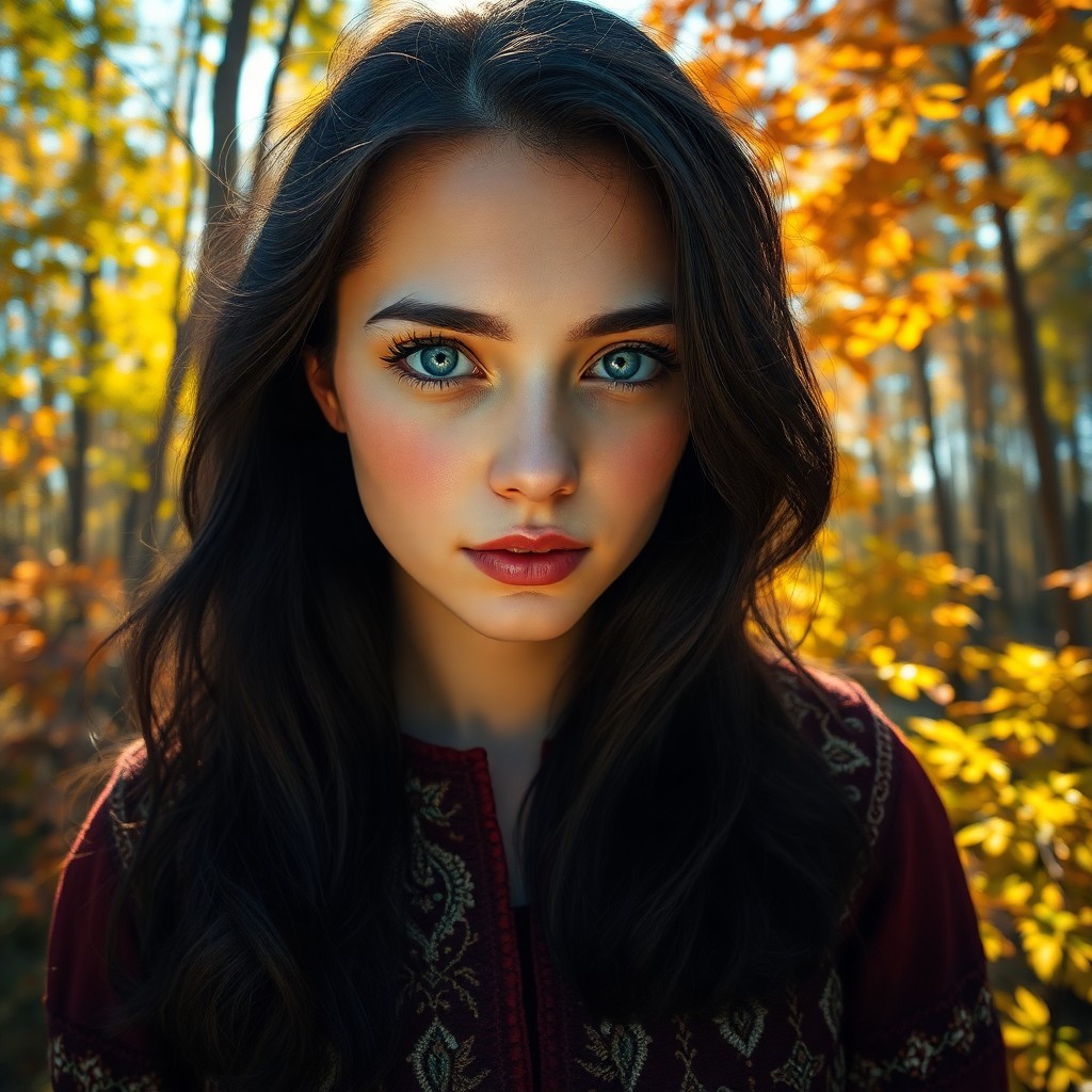 AI generated art for prompt: A photorealistic portrait photograph presents a young European woman with piercing blue eyes and cas