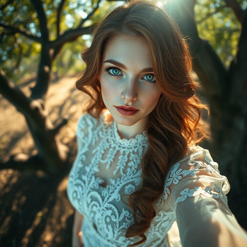 AI generated art for prompt: A captivating photorealistic portrait of an Eastern European woman with enigmatic green eyes and wav