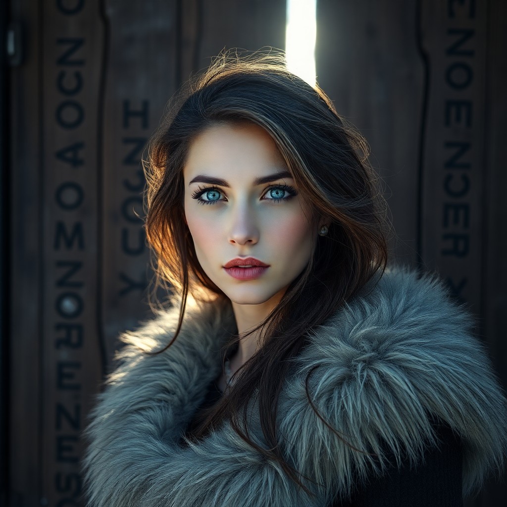 AI generated art for prompt: Envision a portrait photograph depicting an enigmatic Middle Eastern woman with striking blue eyes, 