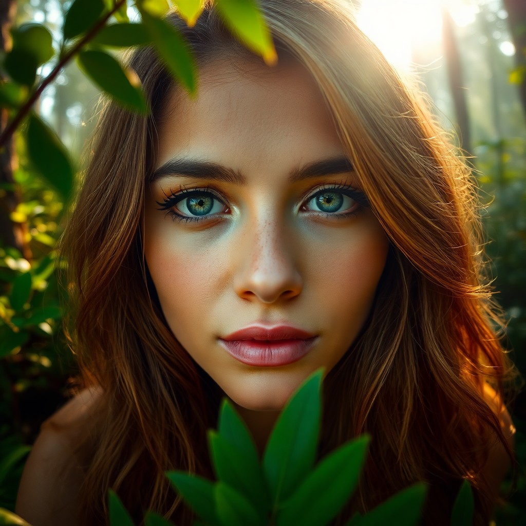 AI generated art for prompt: Envision a captivating portrait photograph of a Hispanic woman with piercing emerald eyes and cascad