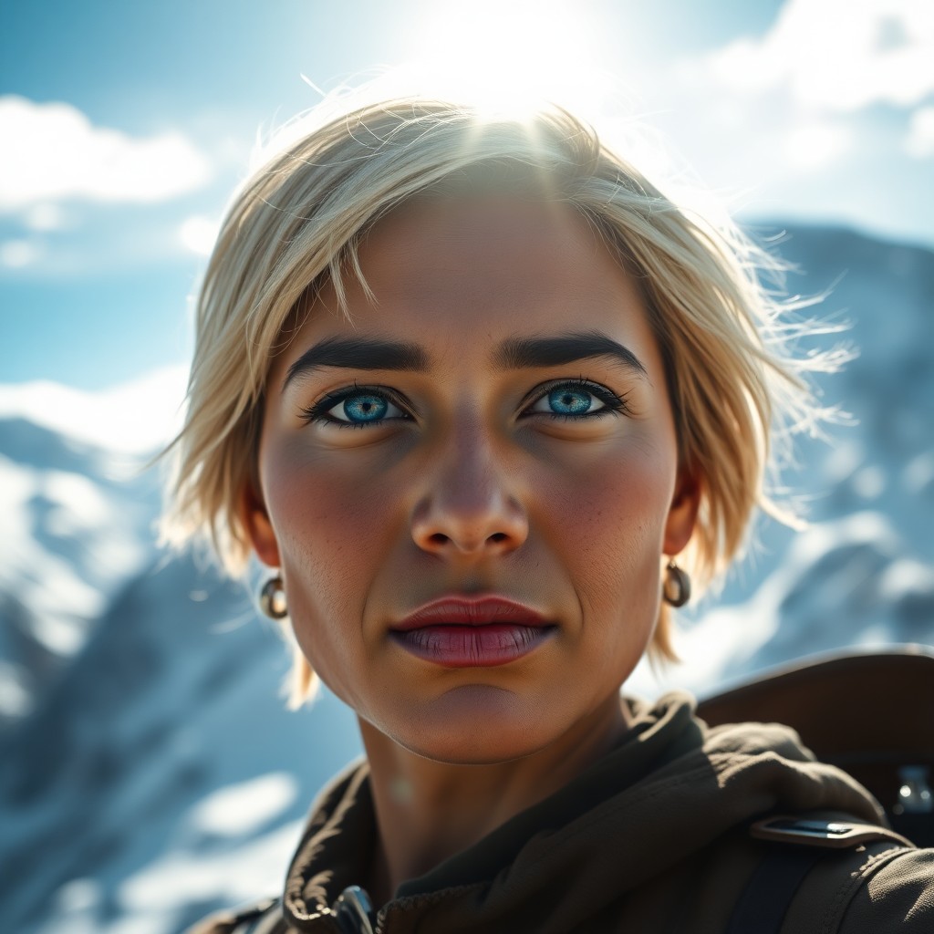 AI generated art for prompt: Imagine a photorealistic portrait photograph of a South Asian female adventurer with piercing blue e