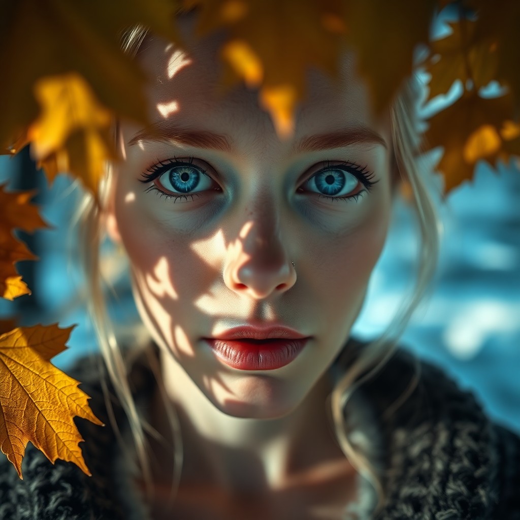 AI generated art for prompt: A photorealistic portrait captured with a smartphone camera showcases an enigmatic Nordic woman. Her