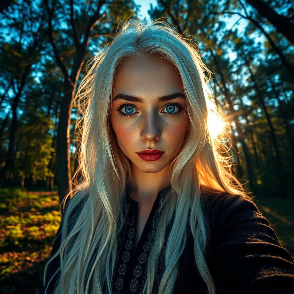 AI generated art for prompt: A captivating Middle Eastern woman with piercing ice-blue eyes and long platinum blonde hair, elegan