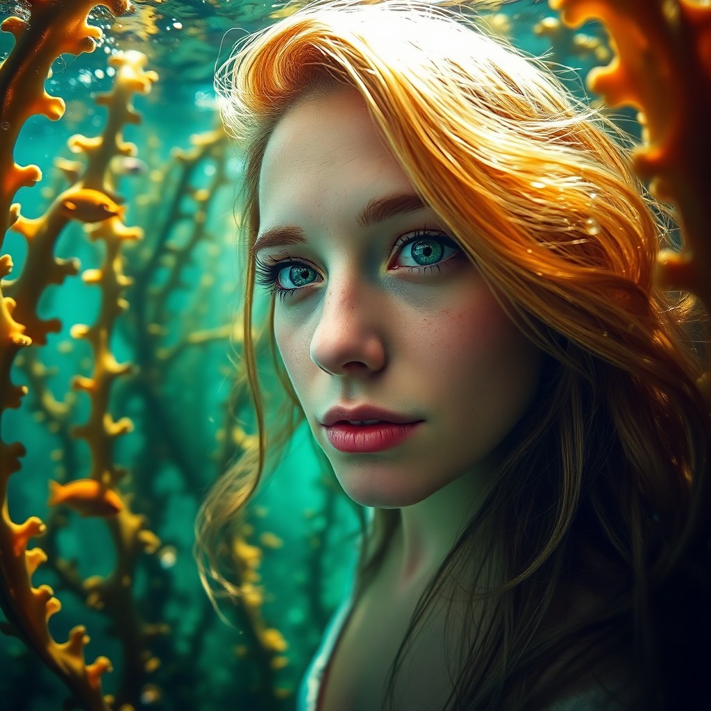 AI generated art for prompt: A Slavic woman with piercing green eyes and cascading golden hair is captured in a portrait photogra