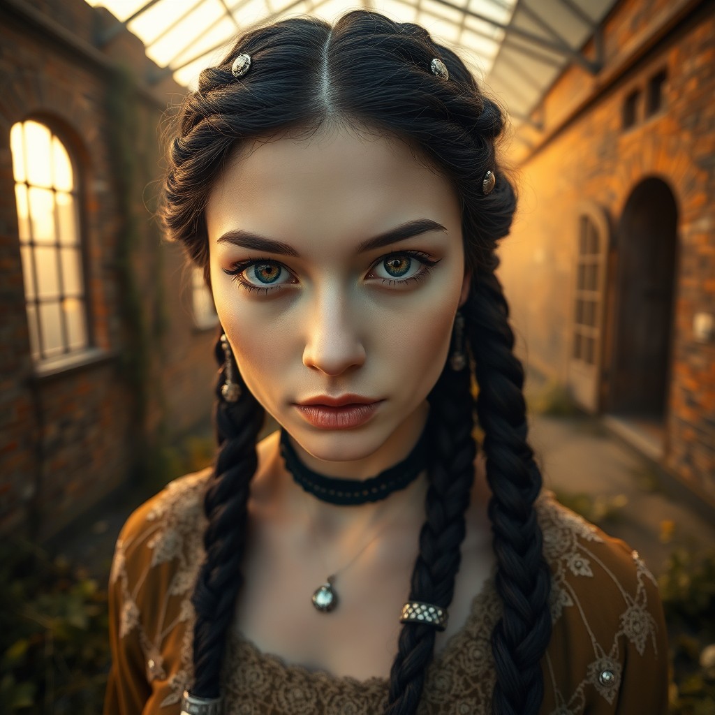 AI generated art for prompt: A photorealistic portrait photograph capturing an Eastern European woman's allure with striking ambe