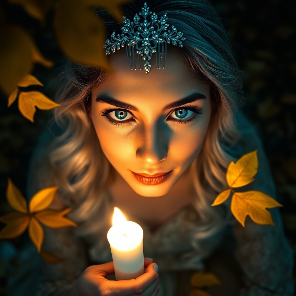 AI generated art for prompt: A photorealistic portrait photograph captures a South Asian woman's piercing blue eyes and enigmatic