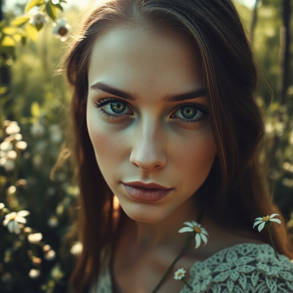 AI generated art for prompt: Envision a photorealistic portrait photograph of a Slavic woman with piercing green eyes, captured f