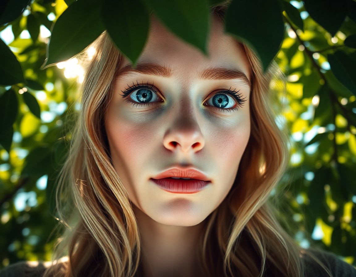 AI generated art for prompt: A portrait photograph captures the enigmatic essence of a Nordic woman with piercing blue eyes and a