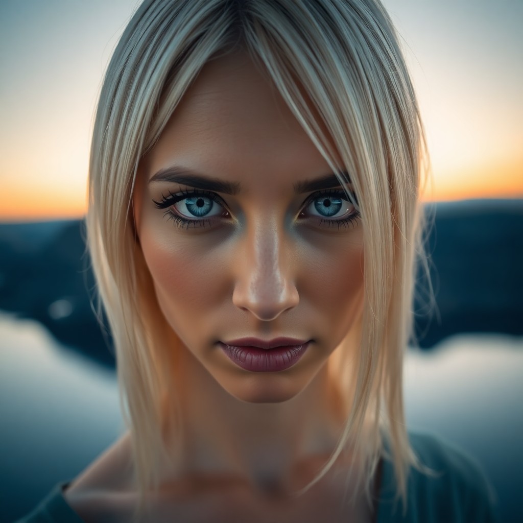 AI generated art for prompt: A portrait photograph, taken with an iPhone, captures a Middle Eastern woman with striking blue eyes