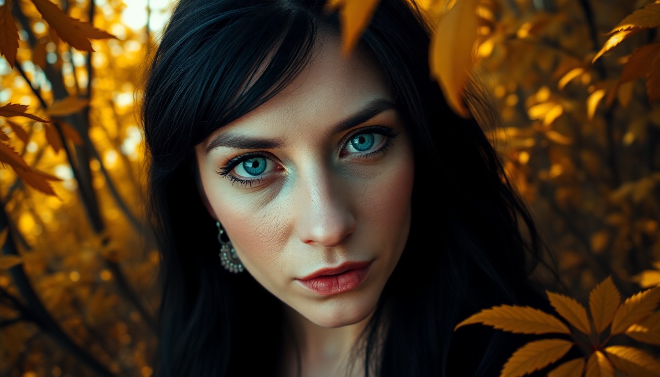 AI generated art for prompt: Imagine a captivating portrait of an enigmatic Eastern European woman, her deep emerald eyes and rav