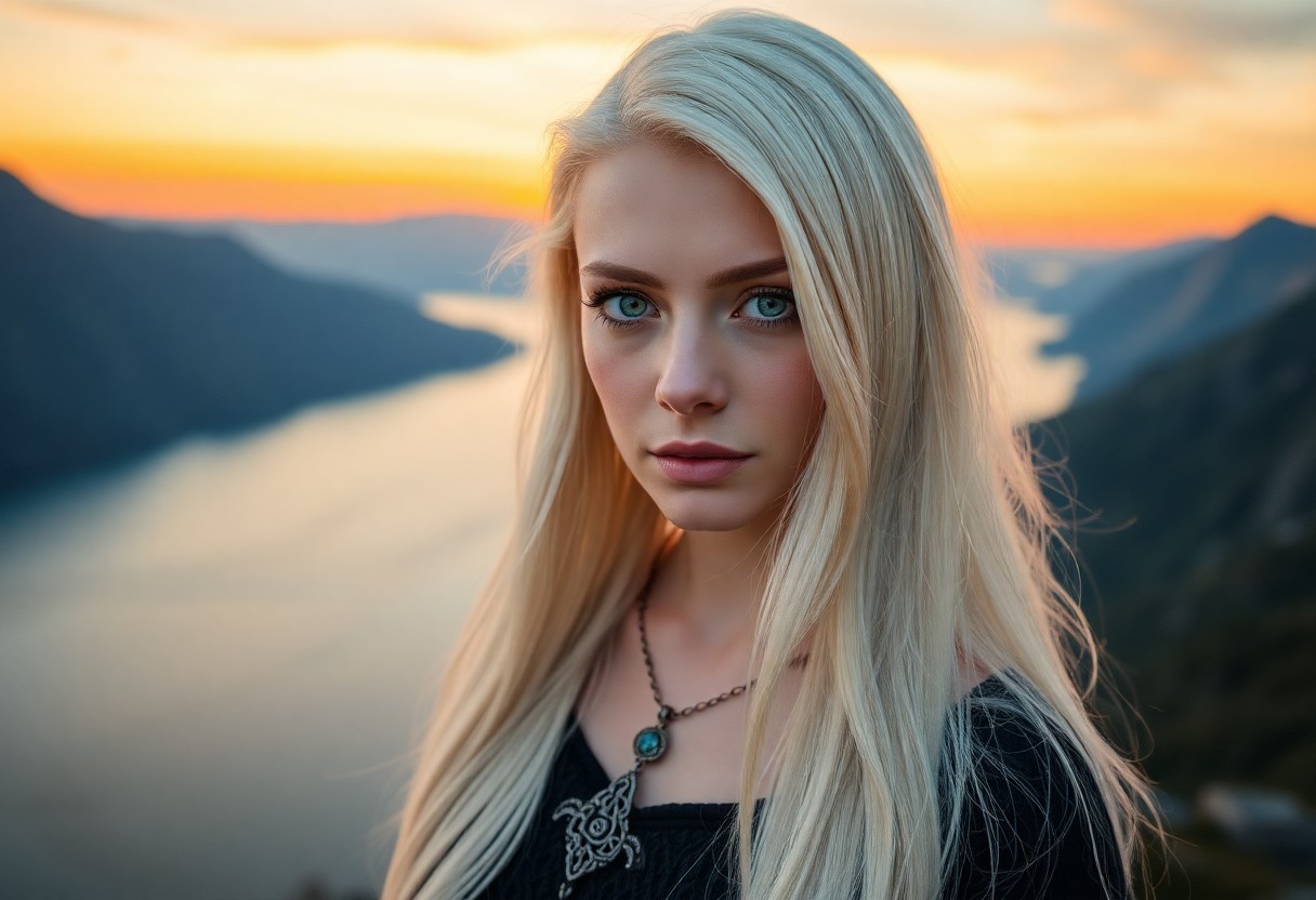 AI generated art for prompt: A portrait photograph, captured with a DSLR, depicts an enigmatic Slavic woman with captivating emer