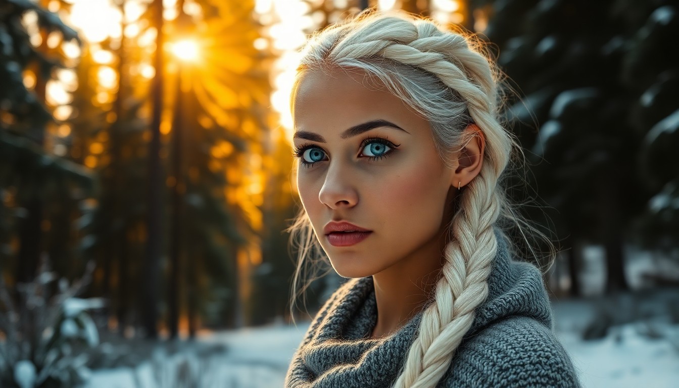 AI generated art for prompt: A portrait photograph captures the intriguing visage of a South Asian woman with icy blue eyes and p