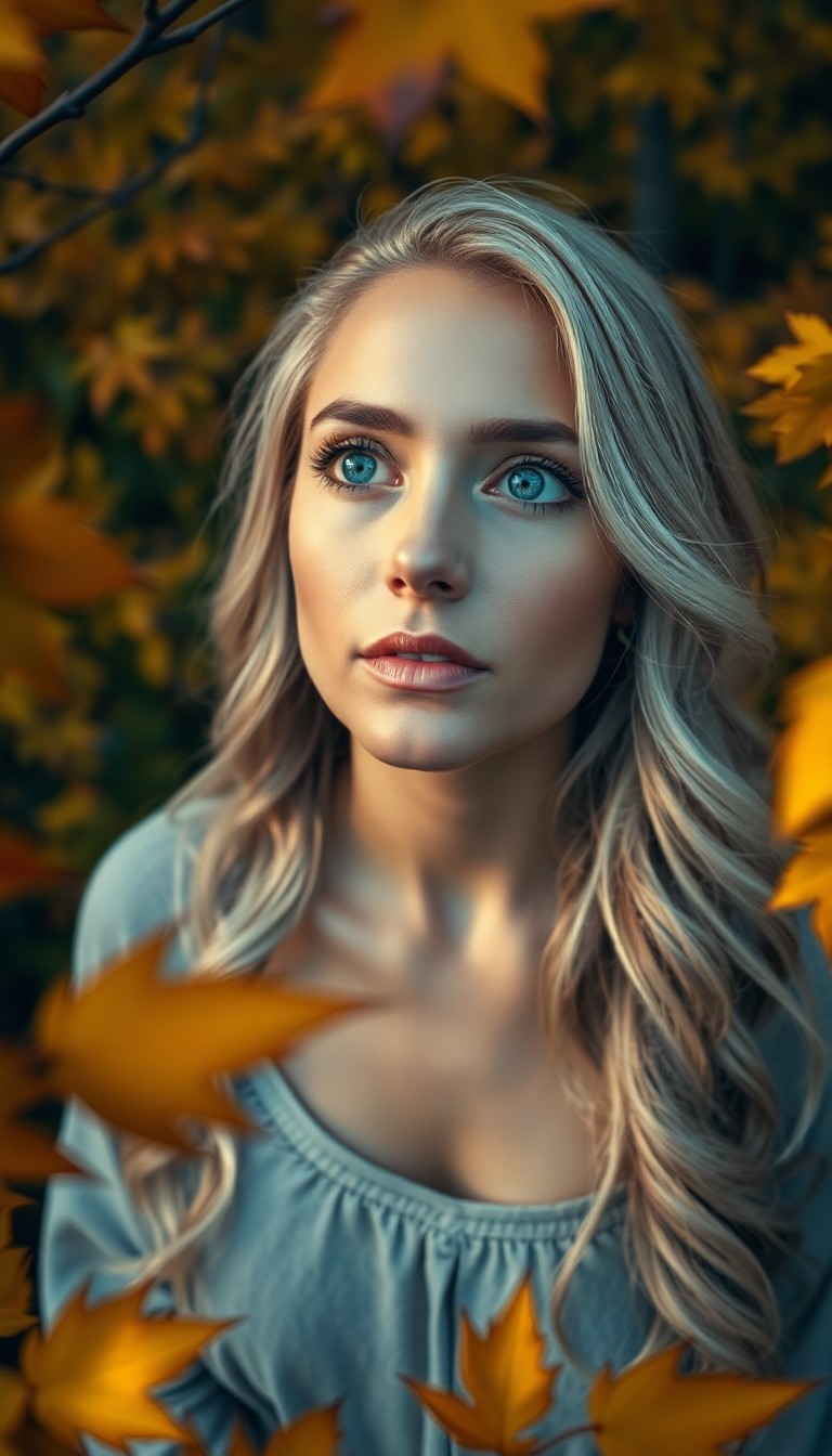 AI generated art for prompt: A portrait photograph captures a Hispanic woman in her late thirties. She has piercing blue eyes and