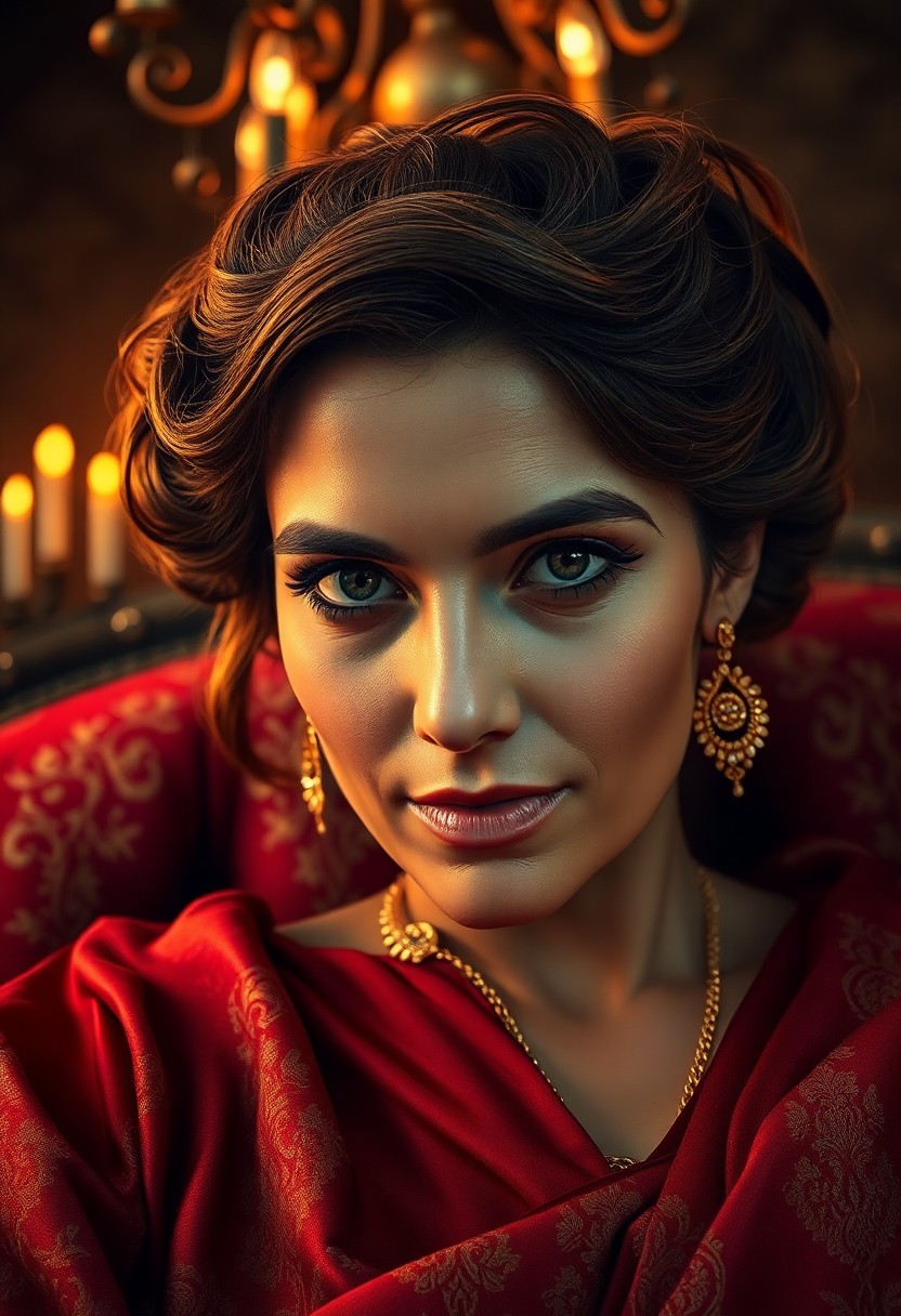 AI generated art for prompt: Superrealistic detail captures the enigmatic allure of a Middle Eastern woman with piercing dark eye