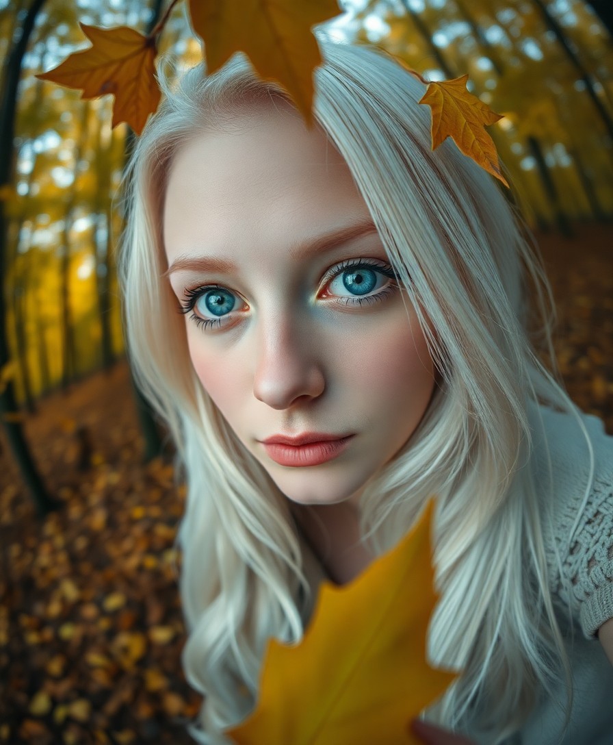 AI generated art for prompt: A DSLR captures a portrait of a Nordic woman with piercing blue eyes and cascading platinum blonde h