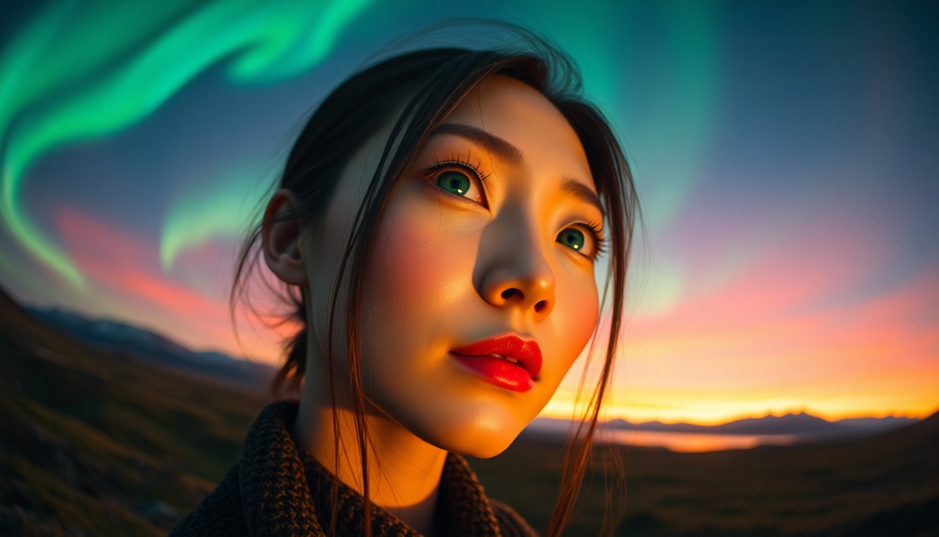 AI generated art for prompt: Craft an ultra-realistic portrait of an East Asian woman with captivating emerald eyes and flawless 