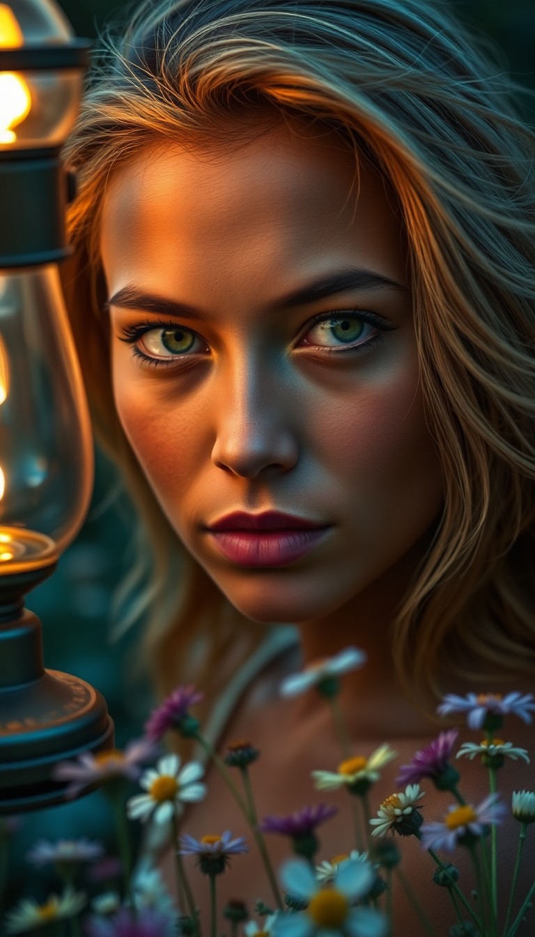 AI generated art for prompt: A captivating portrait photograph showcases a Pacific Islander woman with piercing green eyes and de