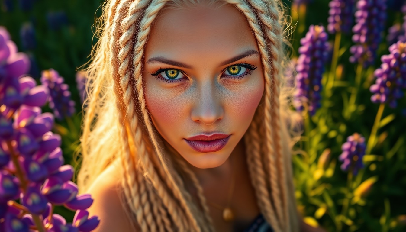 AI generated art for prompt: A photorealistic portrait photograph showcases a Pacific Islander woman with striking green eyes and