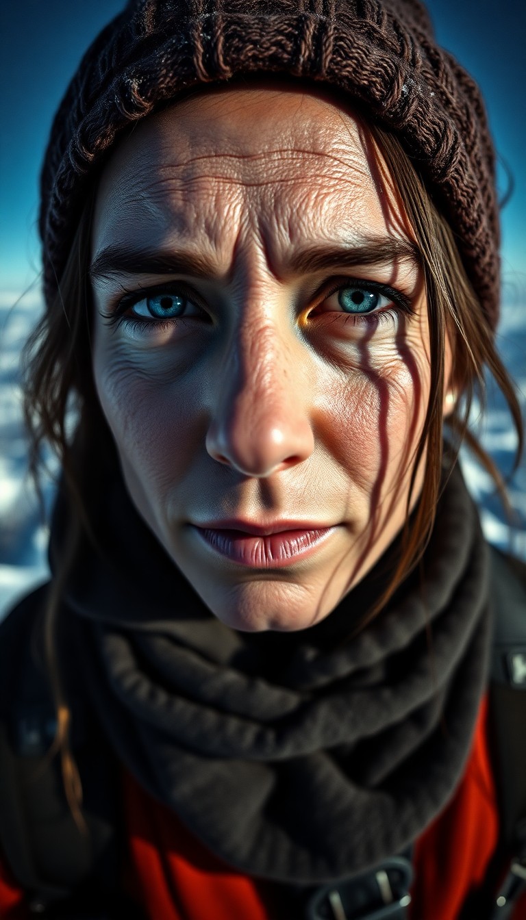 AI generated art for prompt: A film camera captures a Hispanic female adventurer's essence in this hyperrealistic portrait. Stand