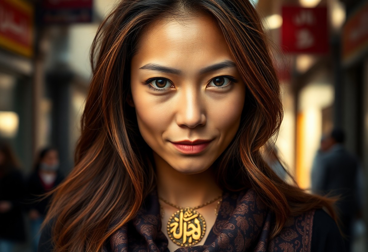 AI generated art for prompt: A captivating portrait photograph of an enigmatic traveler with a unique blend of Middle Eastern and