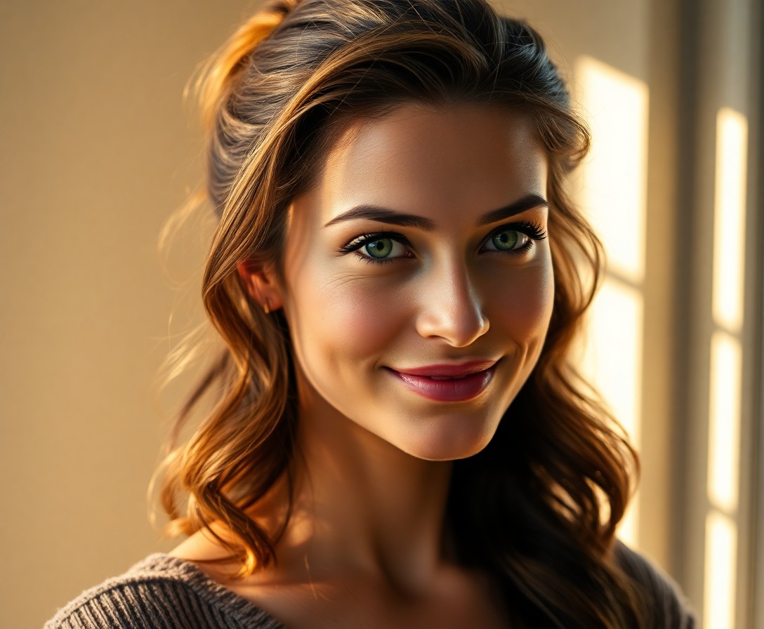 AI generated art for prompt: A captivating portrait photograph showcases a woman of mid-thirties with an olive complexion, striki