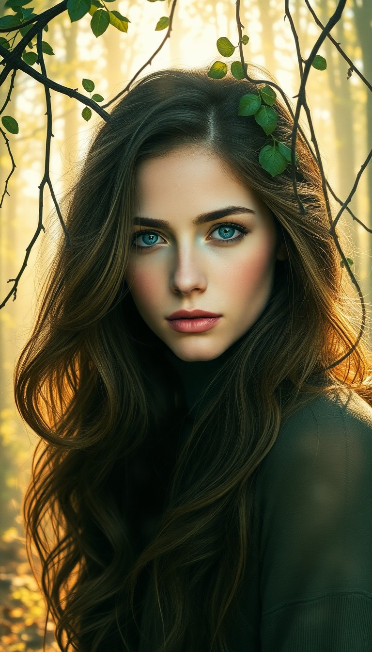 AI generated art for prompt: Visualize an alluring double exposure portrait featuring a woman with captivating blue eyes and flow