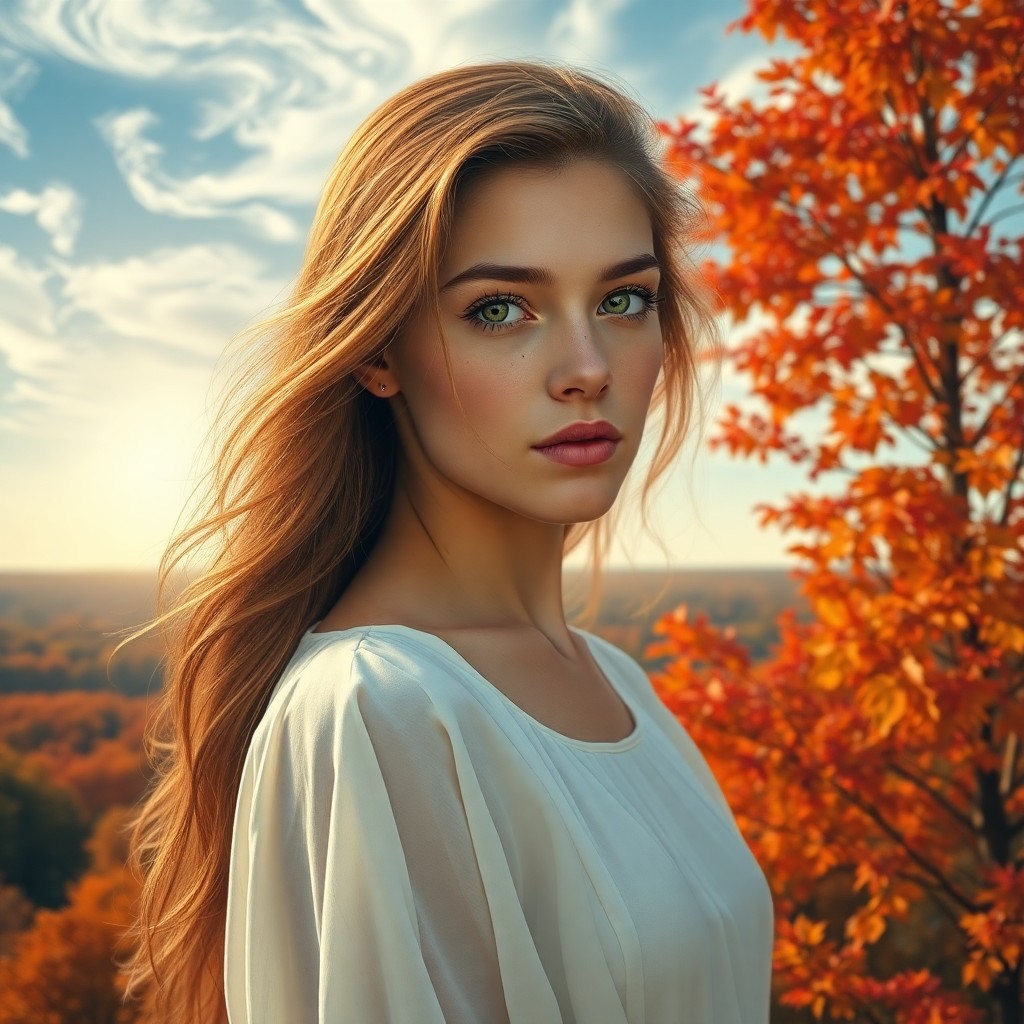 AI generated art for prompt: A photorealistic portrait showcases a young woman in her early twenties, exuding delicate beauty wit