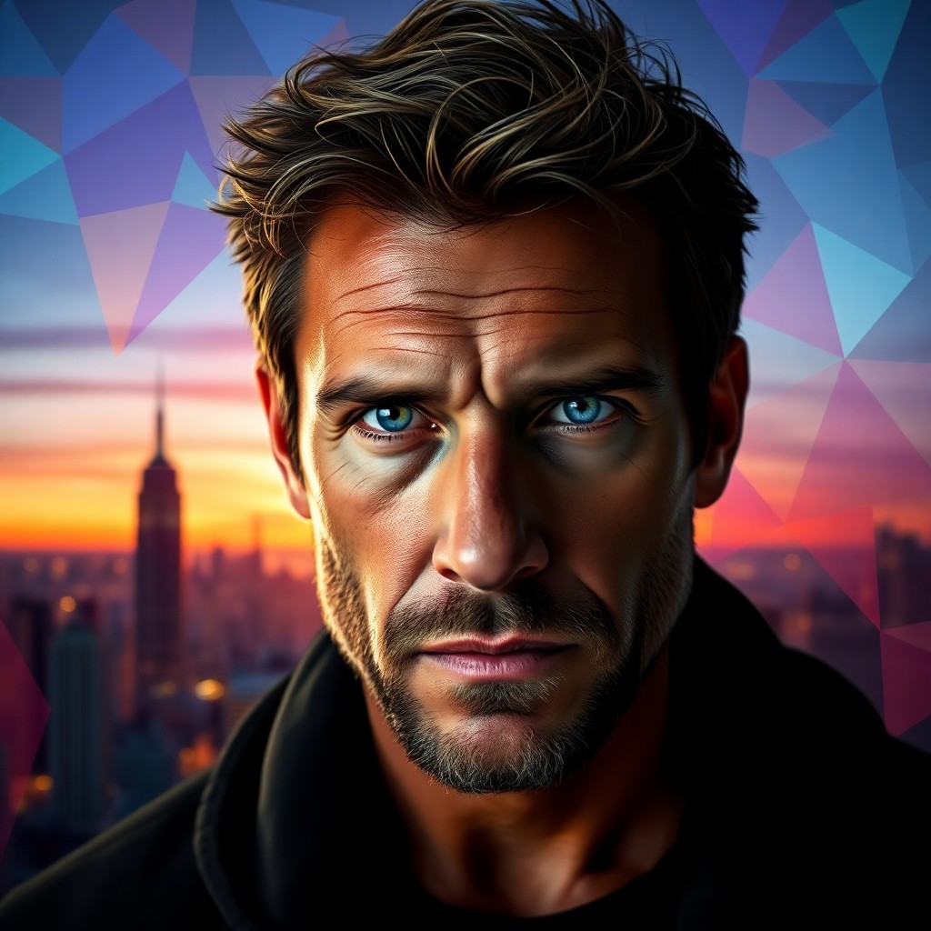 AI generated art for prompt: A captivating digital portrait showcases a man in his mid-thirties with rugged features and piercing