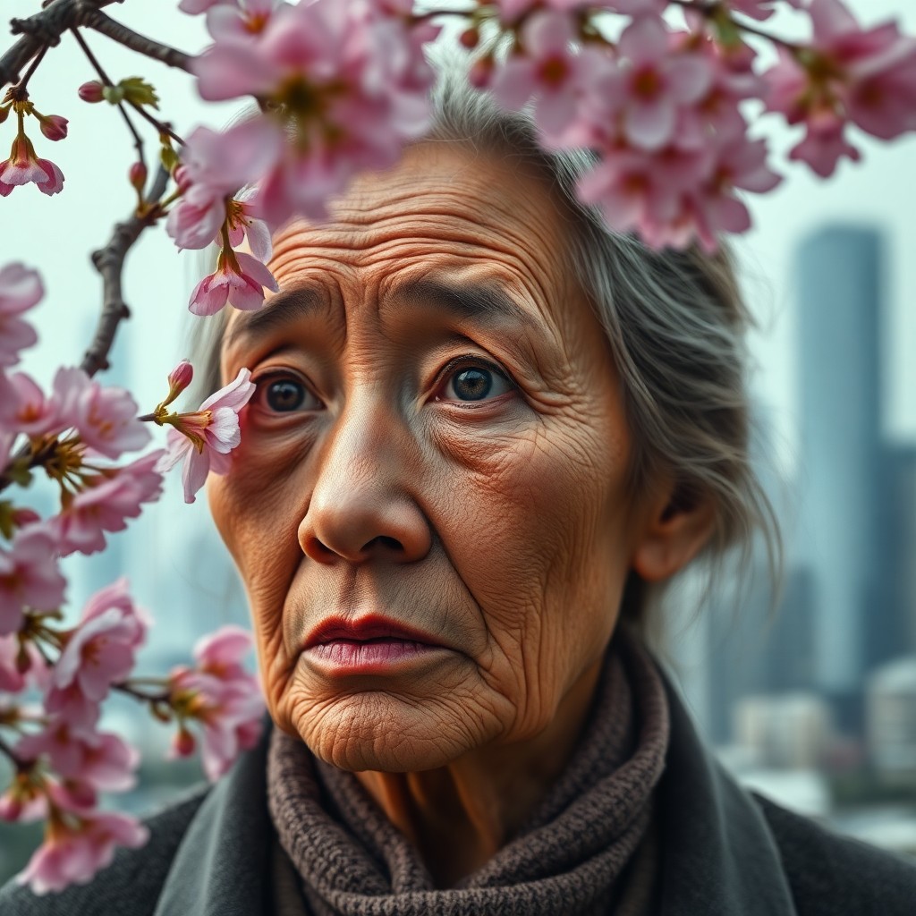 AI generated art for prompt: A captivating photorealistic portrait depicts an elderly woman with weathered skin and deep, insight