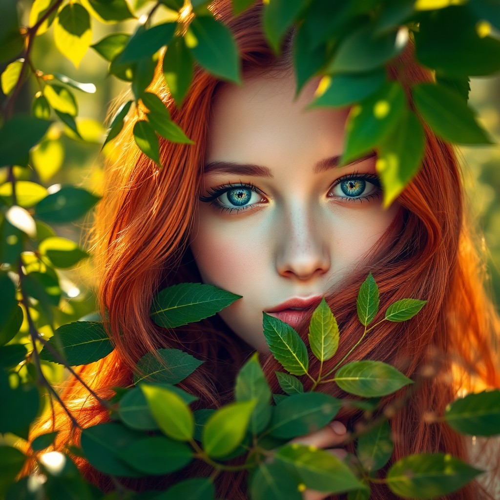 AI generated art for prompt: A visually captivating double exposure portrait showcases a young woman with piercing blue eyes and 