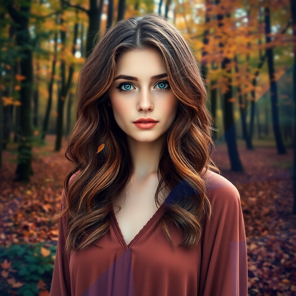 AI generated art for prompt: Capture a photorealistic portrait of a young woman with captivating blue eyes and cascading chestnut