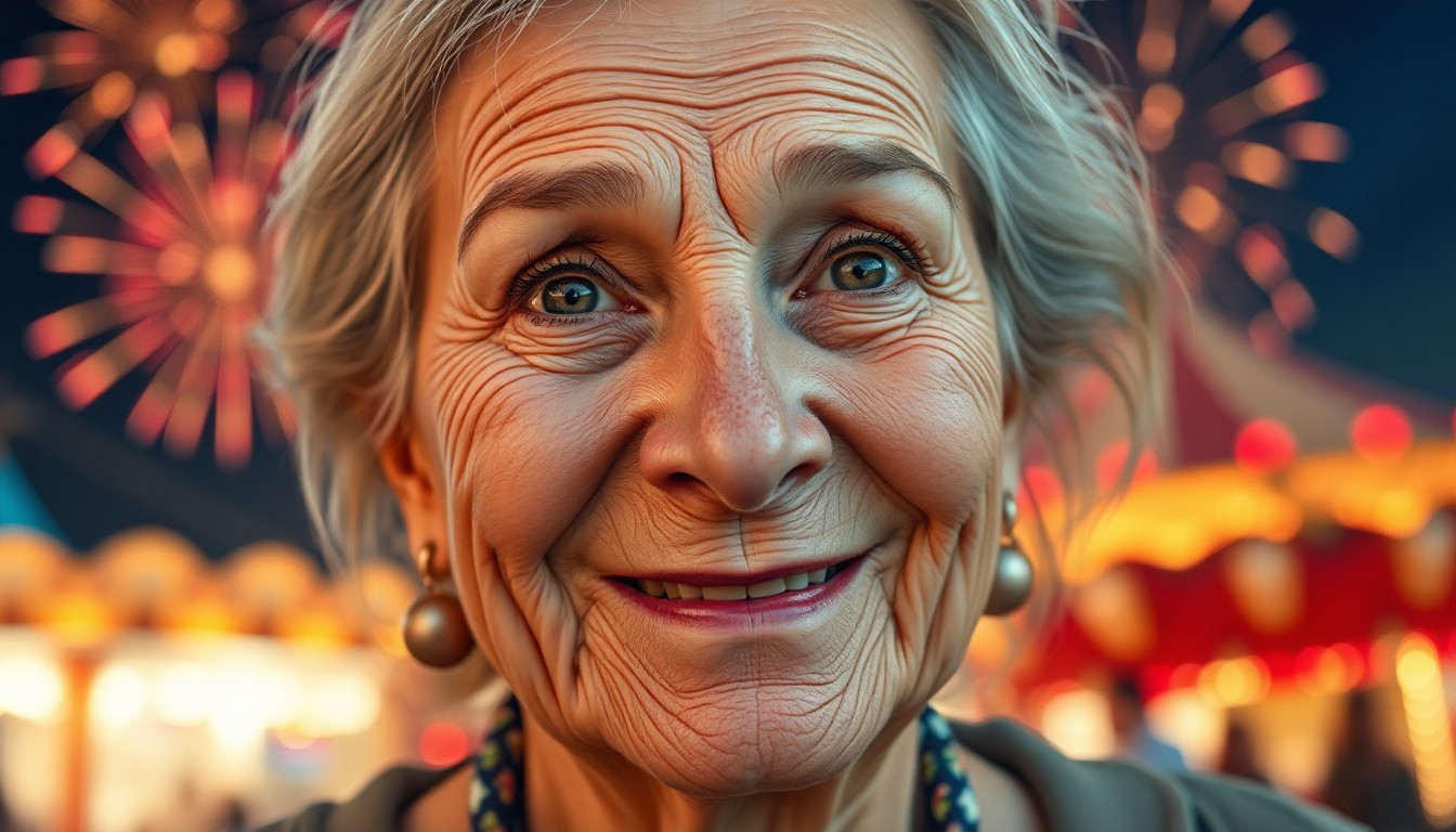 AI generated art for prompt: Create a photorealistic digital art portrait of an elderly woman, capturing the warmth of her inviti