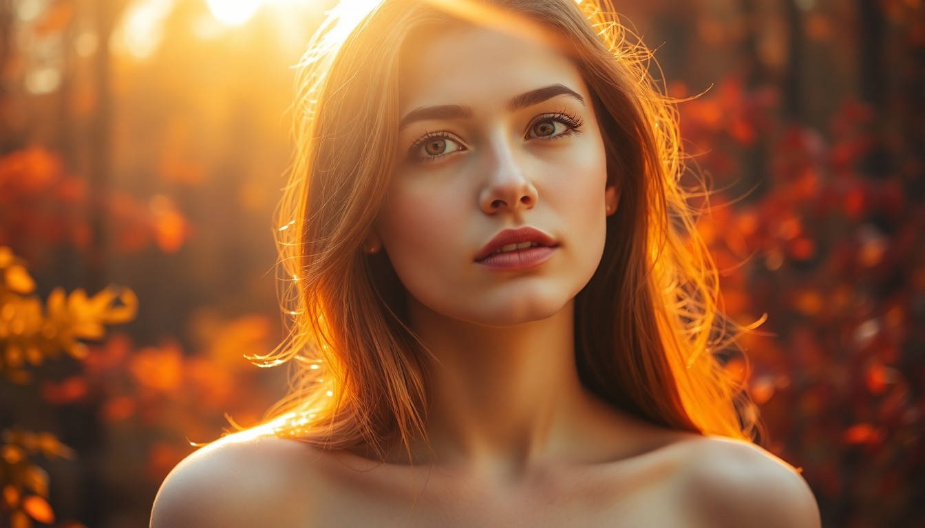 AI generated art for prompt: Sun-kissed hair frames a young woman's thoughtful gaze towards the horizon, her delicate features il