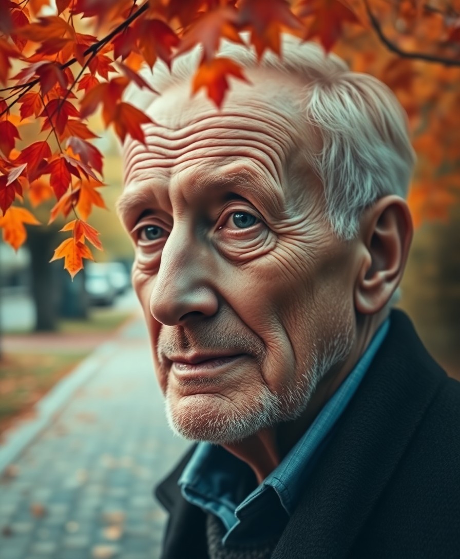 AI generated art for prompt: Depict an elderly man's portrait with creases around his eyes, embodying wisdom and life's journey. 