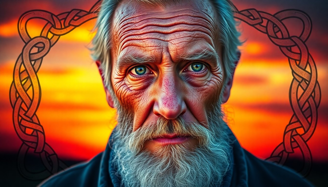 AI generated art for prompt: A photorealistic portrait depicts an elderly man with sun-kissed skin and a thick salt-and-pepper be