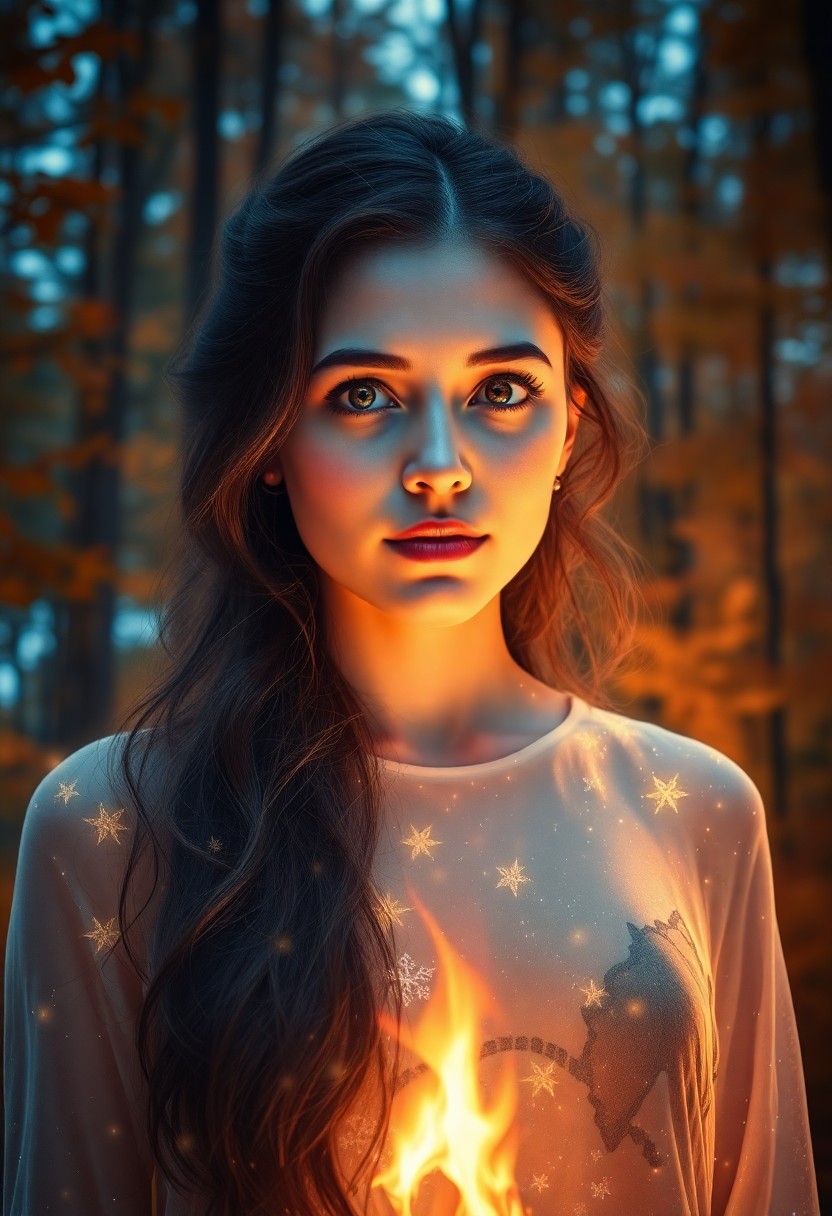 AI generated art for prompt: Craft a photorealistic portrait of a woman in her mid-twenties, enveloped in an ethereal glow akin t