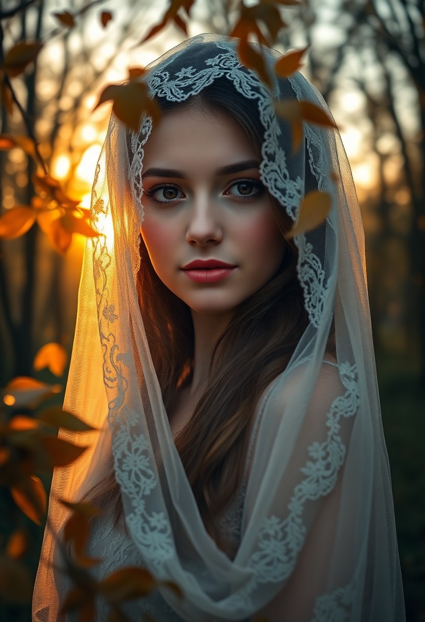 AI generated art for prompt: A captivating portrait photograph showcases a young woman of ethereal beauty enhanced by her delicat