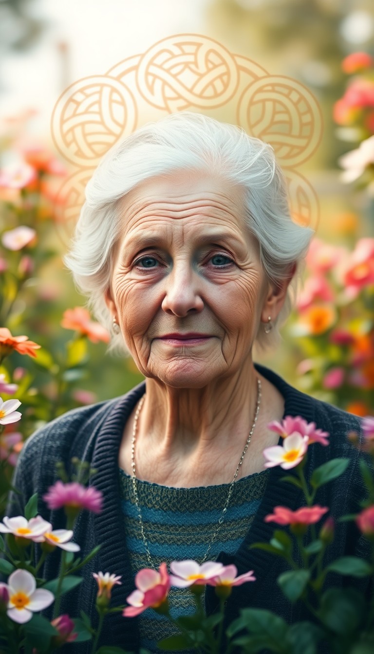 AI generated art for prompt: Envision a captivating digital portrait of an elderly woman, her face etched with wisdom and kindnes