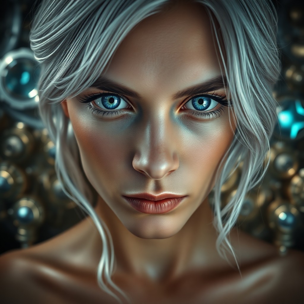 AI generated art for prompt: A photorealistic digital portrait reveals a captivating individual in an intimate close-up, seamless