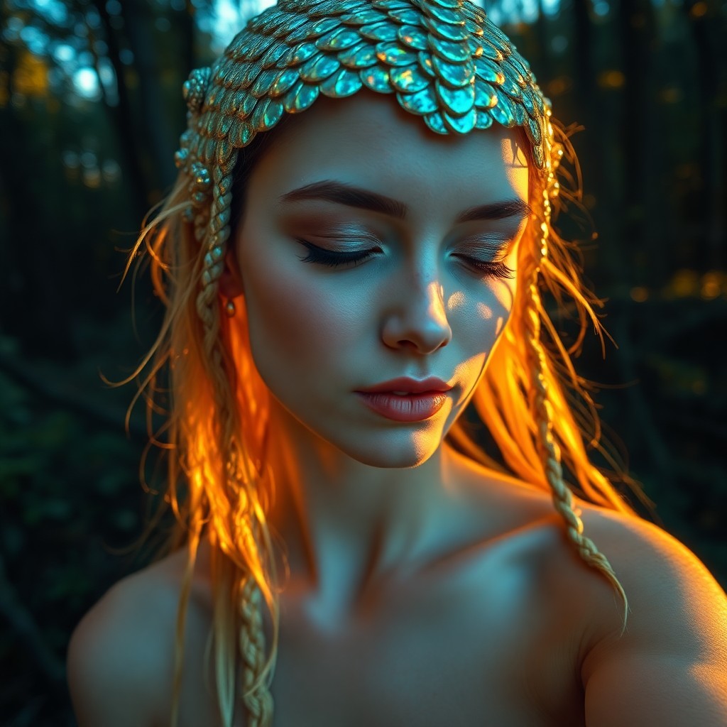 AI generated art for prompt: A captivating portrait photograph showcases an alluring young woman in her mid-twenties, embodying a