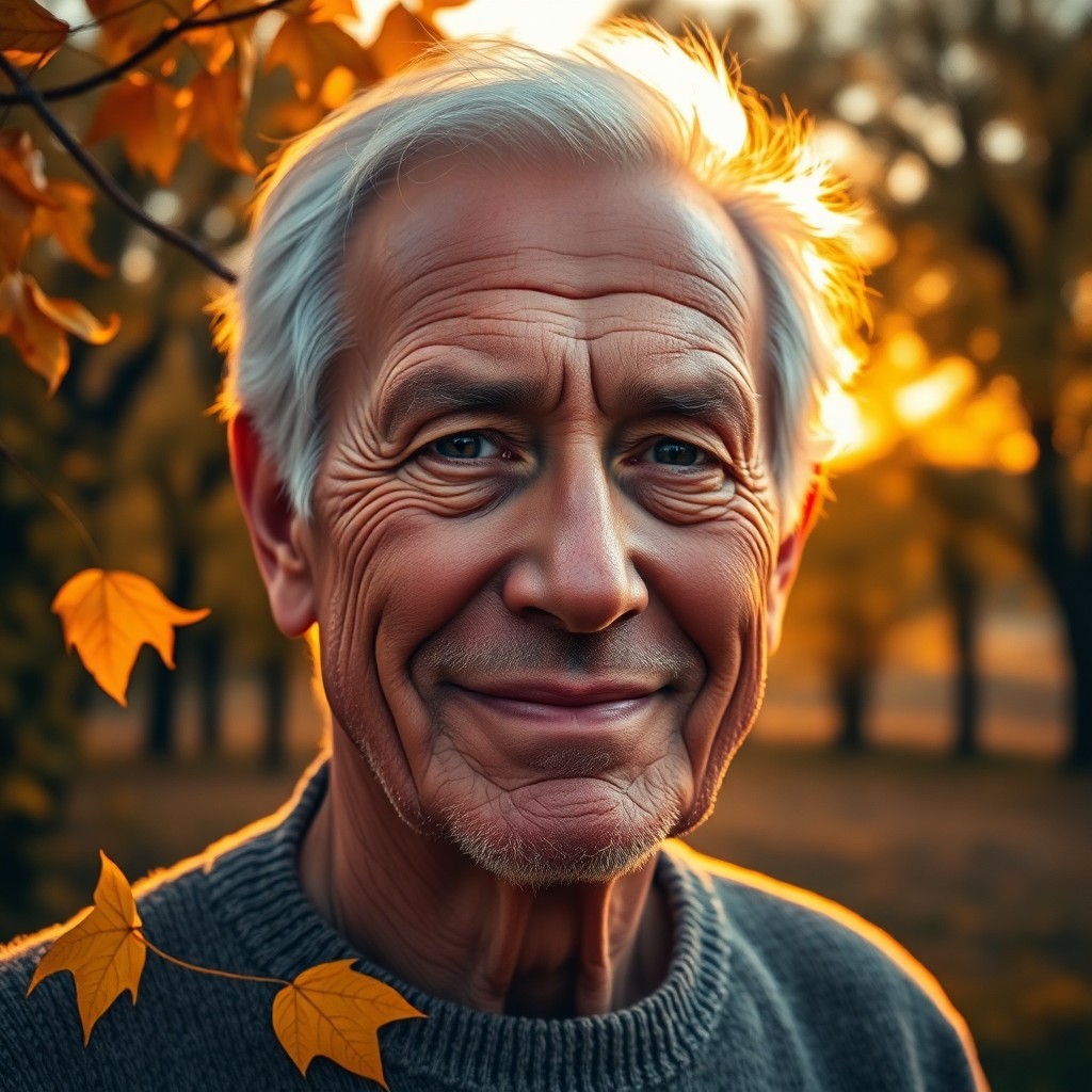 AI generated art for prompt: A captivating portrait depicts an elderly man with wise eyes and a gentle smile, his visage seamless