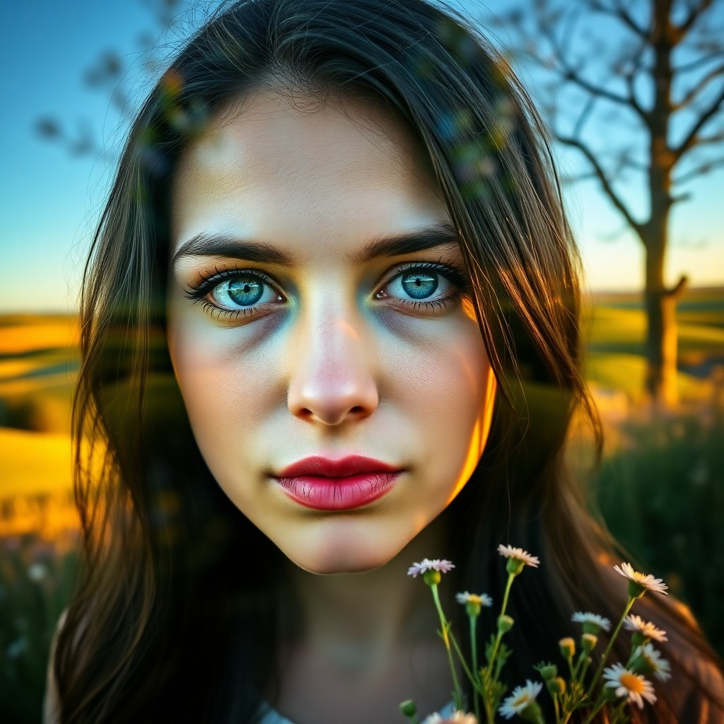 AI generated art for prompt: A captivating portrait photograph, taken with a mirrorless camera, showcases a young woman with pier