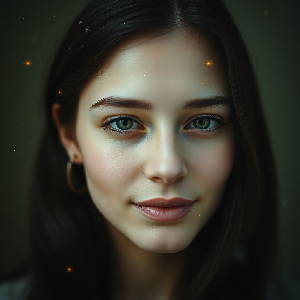 AI generated art for prompt: A captivating portrait reveals a young woman of mysterious allure in her mid-twenties. Her delicate 